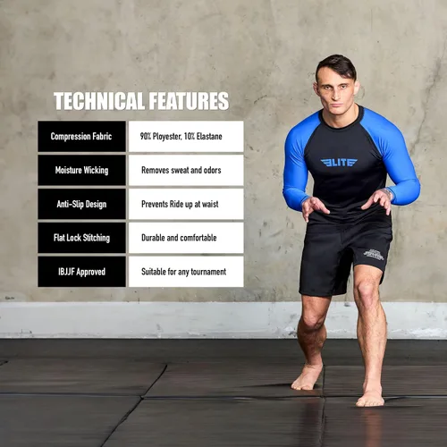 Miniatura 5 de Elite Sports MMA, BJJJ, No-Gi, protección de entrenamiento de manga corta