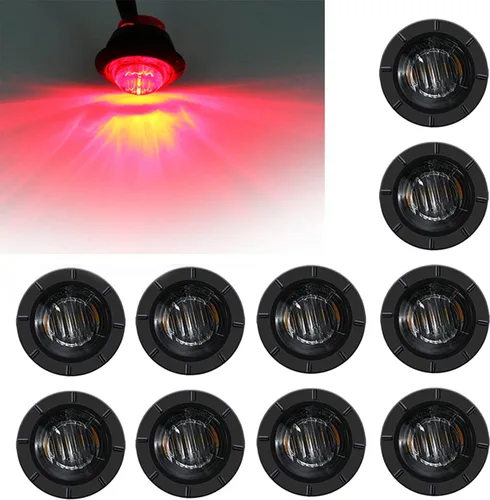 FXC 10 luces LED redondas de 3/4 pulgadas para luces indicadoras laterales delanteras y traseras para camión, coche, autobús, remolque, furgoneta,