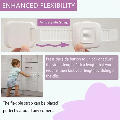 Miniatura 6 de Anclaje adhesivo mejorado para muebles sin taladro, correas ajustables para pared de muebles antipuntas para bebés y mascotas, paquete de 4