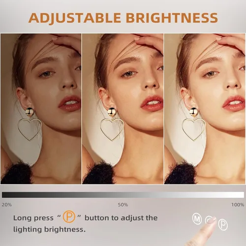Miniatura 3 de Hansong 32x23'' Espejo grande de tocador con control de selfie Bluetooth, espejo ultra delgado estilo Hollywood con 18 bombillas, espejo
