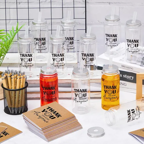 Miniatura 7 de Skylety 72 Piezas Regalos de Agradecimiento para Empleados a Granel 13.5oz Vasos Transparentes con Tapas Pajillas Cuadernos en Espiral Notas
