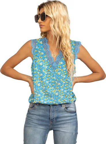 Miniatura 272 de VIISHOW - Camiseta sin mangas, sexy, con cuello en V y bordes de encaje para mujer, camisola de vestir, camisas de gasa, sin mangas, casuales