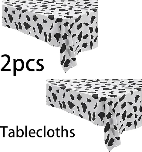 Miniatura 3 de Yansanido 2 manteles desechables de plástico con estampado de vaca en blanco y negro, mantel de 108 x 54 pulgadas, para fiesta, baile y picnic Rayas