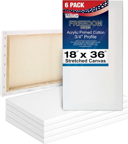 Miniatura 16 de U.S. Art Supply Lienzos estirados de 8 x 24 pulgadas para pintar, imprimado triple de 12 onzas, paquete de 6 unidades, perfil blanco en blanco