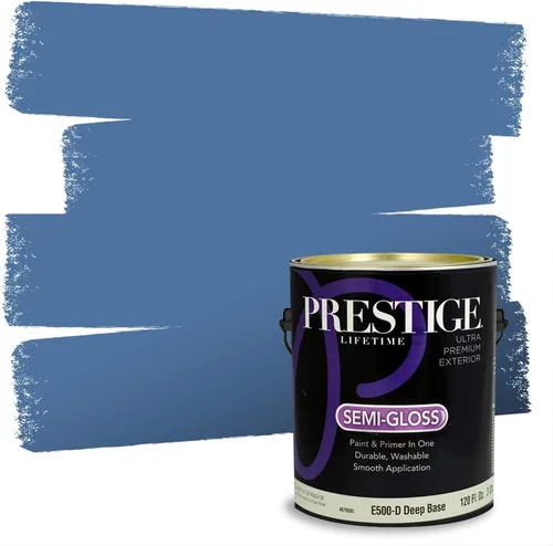Miniatura 89 de Prestige Paints. - Base y pintura para exteriores en un solo galón, 1 galón. plano, comparable con Sherwin Williams Topsail. SW6799-PCM