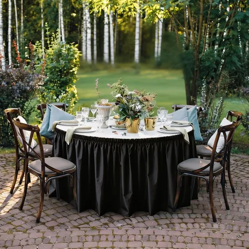 Miniatura 7 de TURSTIN 2 faldas de mesa de plástico negro de 14 x 29 pies para mesas rectangulares, mantel ajustable, mantel desechable para fiestas de cumpleaños