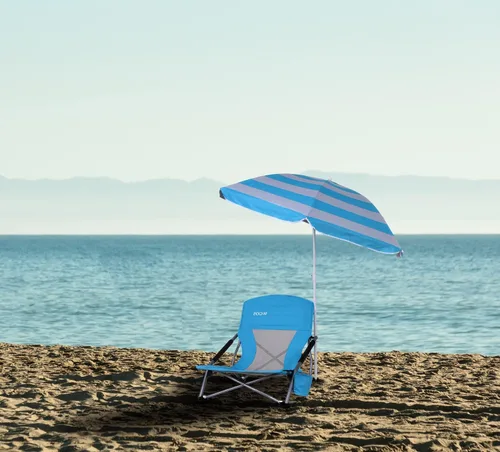 Miniatura 2 de Silla de playa, sillas plegables, portátiles, sillas de playa con paraguas, sillas con sombra para adultos (paquete de 2 unidades), color azul