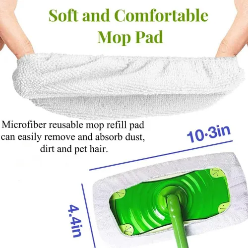 Miniatura 2 de Paquete de 4 almohadillas de repuesto reutilizables para trapeador Swiffer Sweeper, fuerte poder de absorción, almohadillas de repuesto de mopa