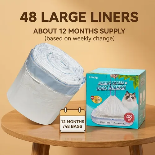 Miniatura 6 de Paquete de 48 bolsas de arena para gatos súper jumbo, extragruesas de 0.1 fl oz, a prueba de fugas, 46 x 18 pulgadas, forro de arena para gatos