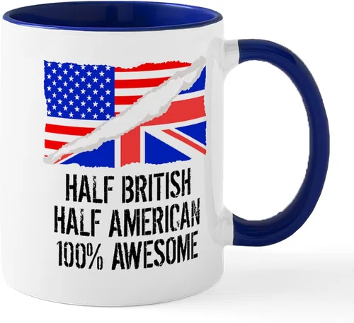 Miniatura 43 de CafePress Born American, British By Hea Taza de café de cerámica de 11 oz (11.0 fl oz)