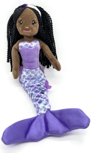The Petting Zoo, Muñeca de sirena, regalos de sirena para niñas, muñeca de sirena de felpa, 12 pulgadas (afroamericano)
