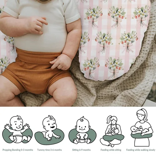 Miniatura 6 de Sweet Strawberry Baby Nursing Pillow Covers for Boy Girl Pastel Strawberries Floral Pink Bows Plaids Nursery Pillowcase for Breastfeeding Pillows