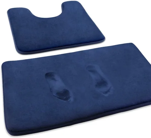 Miniatura 10 de FEELSO Juego de 2 tapetes de baño de espuma viscoelástica, extra suaves, antideslizantes y absorbentes, 20 x 31 pulgadas, tapete de contorno