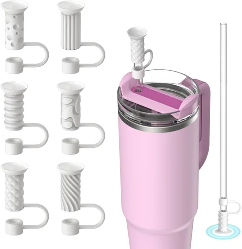 Miniatura 9 de 6 piezas de tapas para pajita con base de succión, tapas para pajita de 0.4in/10mm para vaso Stanley 30/40 oz, multicolor Varios