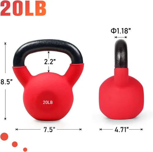 Miniatura 3 de RitFit Pesa rusa de hierro fundido sólido con revestimiento de neopreno, 5, 10, 15, 20, 25, 30, 35, 40, 45, 50 libras, ideal para entrenamiento