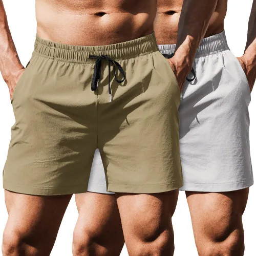 Miniatura 12 de COOFANDY Pantalones cortos deportivos para correr para hombre de 5 pulgadas, paquete de 2 pantalones cortos de entrenamiento para gimnasio