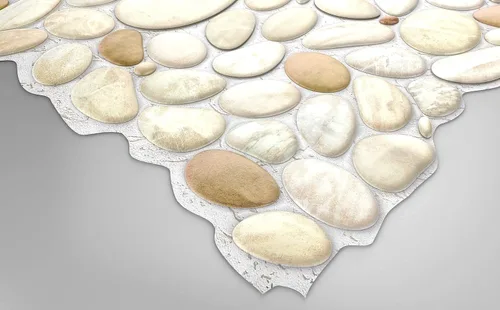 Miniatura 7 de Concord Wallcoverings™ - Diseño retro natural de guijarros, paneles de pared decorativos de PVC, paquete de 6 en beige, naranja, gris, 17.5" x
