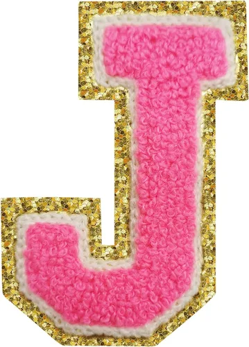 Miniatura 45 de SPRT - Parches de letras de chenilla universitaria con purpurina, parche de letras blancas para planchar con letras del alfabeto para disfraz