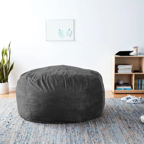 Miniatura 2 de Sofa Sack Funda para silla puff solamente, sin relleno, cómoda funda de repuesto para silla redonda, 5 pies, color carbón Carbón - Solo funda