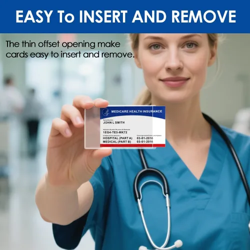 Miniatura 7 de MaxGear Fundas protectoras para tarjetas de Medicare, 12 mil, de PVC transparente, resistentes al agua, fundas protectoras para tarjetas de Medicare