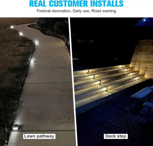 Miniatura 7 de VOLISUN - Luces solares para terraza, paquete de 16 unidades de luces LED IP67 impermeables para exteriores, luces de advertencia para escalones