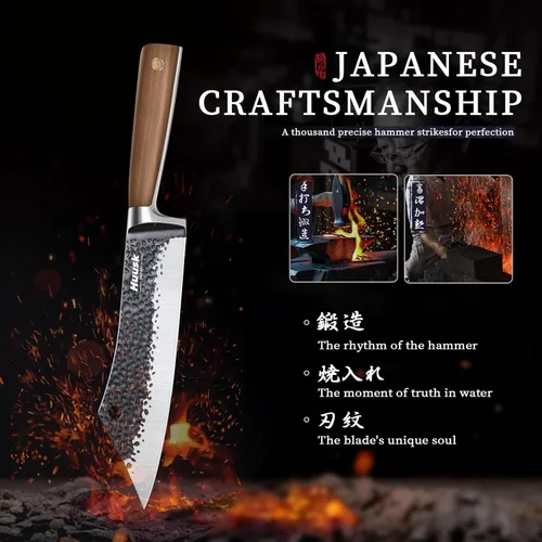 Miniatura 3 de Huusk Regalos de parrilla para hombres, cuchillo de carnicero forjado a mano de alto carbono japonés vikingo tallado cuchillos para rebanar barbacoa