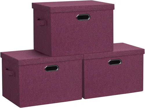 Miniatura 52 de Graciadeco Contenedores de almacenamiento plegables grandes de 17 pulgadas y 36 cuartos de galón con tapas, paquete de 3 cajas de almacenamiento