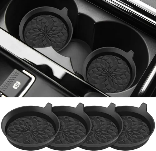 ME.FAN Posavasos de silicona para automóvil (paquete de 4), accesorios interiores universales antideslizantes empotrados, insertos para portavasos