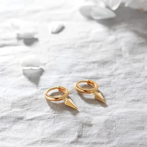 Miniatura 6 de VACRONA - Aretes tipo arracadas para mujer, chapados en oro de 14 quilates, diseño de aro de arracada