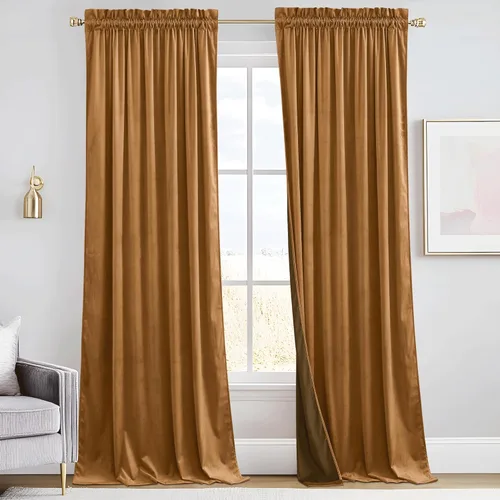 Miniatura 9 de RYB HOME Cortinas de terciopelo verde oliva de 72 pulgadas de largo, cortinas opacas con aislamiento térmico, tratamiento de ventana, decoración
