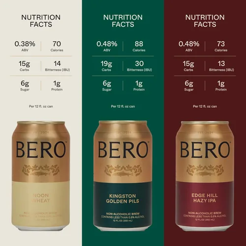 Miniatura 2 de BERO Kingston Golden Pils, Edge Hill Hazy IPA & Noon Wheat Variedad de Cerveza Sin Alcohol (3 x 6 Paquetes), 18 Latas de Cerveza Artesanal de Tom