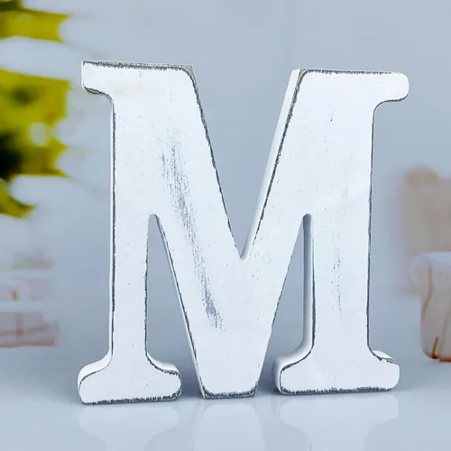 Miniatura 21 de Letras de madera rústica blanca de 6 pulgadas, letras de madera sin terminar para decoración de pared, letras de pie retro blancas blancas