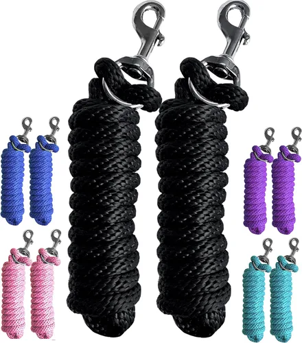 Miniatura 4 de Majestic Ally Paquete de 2 cuerdas de plomo de polietileno sólido para caballos y ganado – 10 pies de largo y 5/8 pulgadas de grosor – Broche