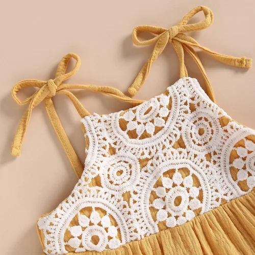 Miniatura 3 de Vestido de verano para niña pequeña, vestido de encaje floral con tirantes delgados, sin mangas, ropa bohemia