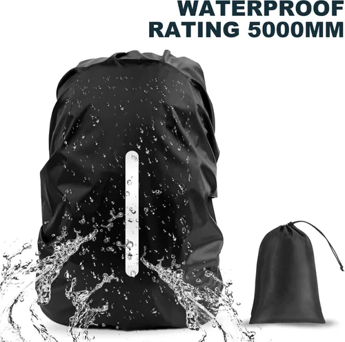 Miniatura 4 de LAMA Paquete de 2 fundas impermeables para mochila, protector reflectante a prueba de lluvia para antipolvo y antirrobo, tamaño M