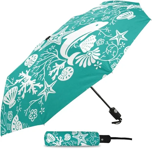 Miniatura 2 de DHDM Umbrella Automatic Beach Umbrella Outdoor Adults Printed Rain Umbrella for Men Kids Parasol