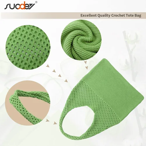 Miniatura 3 de SUOSDEY Crochet Mesh Beach Tote Bag, Knit Summer Vacation Aesthetic Boho Tote Bag for Women