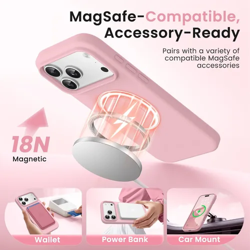 Miniatura 262 de GONEZ Funda de silicona para iPhone 15 Pro Max, compatible con Magsafe, protector de cámara + protector de pantalla, forro de microfibra suave