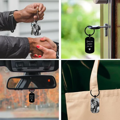 Miniatura 6 de BotheYi Llaveros personalizados con fotos personalizadas, llaveros con texto grabado, nombre de perro para novio, hombres, regalos conmemorativos