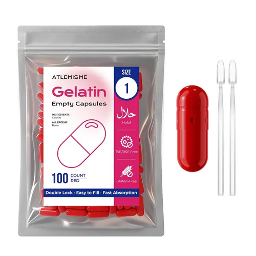 Miniatura 8 de Cápsulas de gelatina vacías tamaño 1 (100 unidades) – Cápsulas de gel para relleno de bricolaje con 2 cucharas de micro laboratorio
