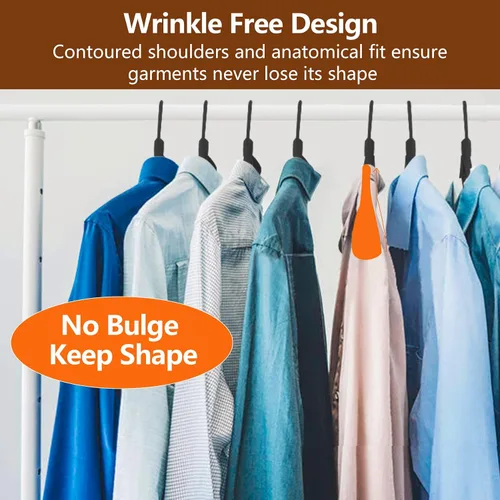 Miniatura 4 de DEDU Perchas de plástico para ropa, paquete de 36 perchas extra gruesas con gancho giratorio de 360° antideslizantes, perchas para suéteres, Negro