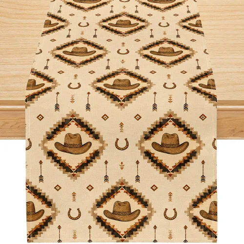 Miniatura 45 de Camino de mesa étnico del suroeste, navajo tribal nativo americano, bohemio, patrón geométrico azteca, camino de mesa para cocina, mesa de comedor