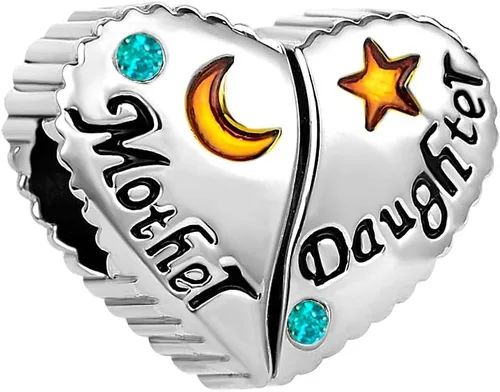 Miniatura 4 de Pulseras con dije para madre e hija, par de cuentas de piedra natal, luna dorada, estrella, joyería para mujer, mamá, familia, abuela, Metal, No es