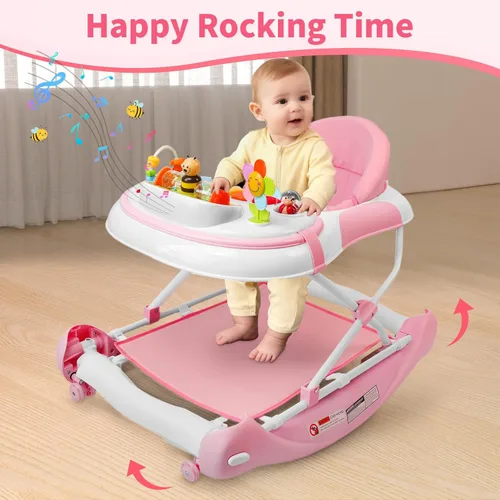 Miniatura 6 de Andador de bebé 5 en 1, andador con música y luces para bebé niño y niña de 6-12 meses, andadores de bebé plegables con ruedas y combo de rebotador
