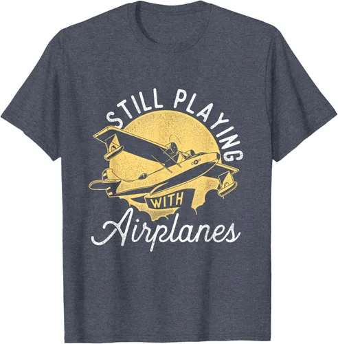 Miniatura 75 de Still Playing With Airplanes - Camiseta de control remoto RC Avión Piloto, Negro