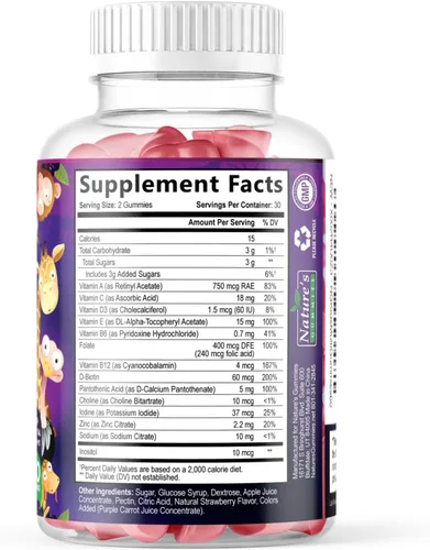 Miniatura 9 de Multivitamínico para niños - Gomitas completas de multivitamínico diario para niños con vitamina D, vitaminas B, zinc y más - Energía, enfoque
