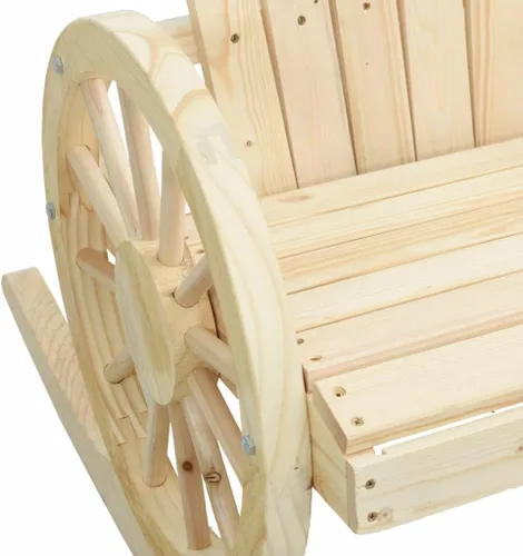 Miniatura 9 de Brown Solid Fir Wood Rocking Adirondack Chair, Ergonomic Design for Patio, Garden, and Balcony Relaxation