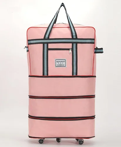 Miniatura 3 de Radefasun Bolsa de viaje Oxford expandible extra grande con ruedas, impermeable, ligera, plegable, maleta, Rosado, Equipaje extensible central