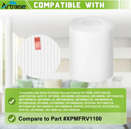 Miniatura 2 de Reemplazo del filtro de vacío compatible con Shark IQ Robot R101AE, RV1001AE, UR1005AE, RV912S, UR1000SR base autovaciante, comparado con el número