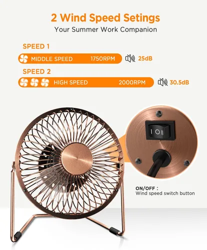 Miniatura 3 de EasyAcc Ventilador de escritorio USB de 6 pulgadas, rotación de 360°, pequeño y silencioso, potente flujo de aire portátil fuerte, mini ventilador